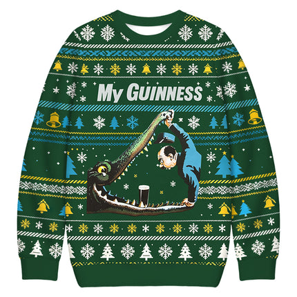 Uglysweatershops Vintage Crocodile Beer Christmas Ugly Sweatshirt