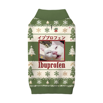 Uglysweatershops Green Ibuprofen Meme Cat Dog & Cat Pet Sweater