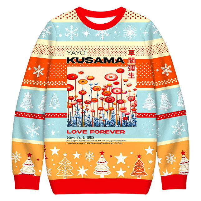 Uglysweatershops Surreal Polka?Dot Flower Field Christmas Ugly Sweatshirt