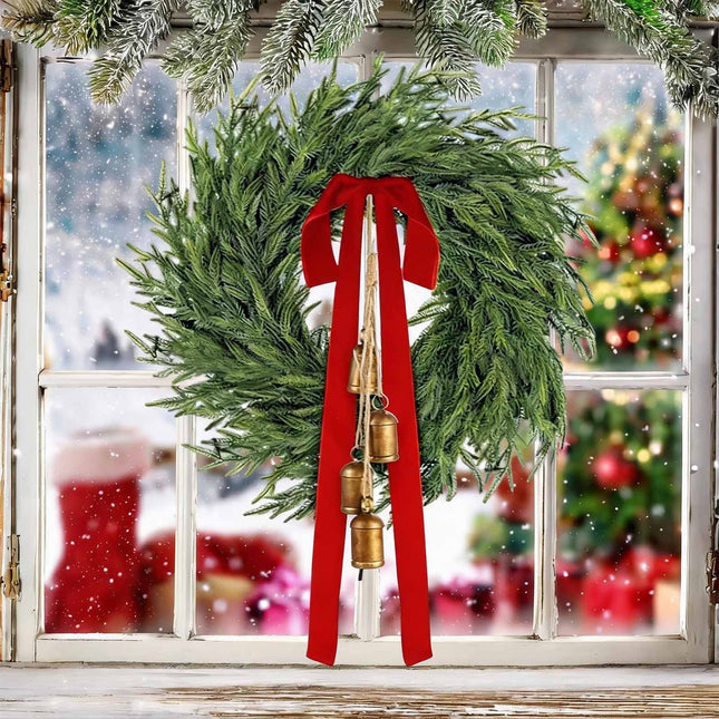 Uglysweatershops Christmas Long Bow Bell Charm Wreath