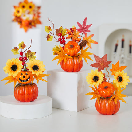 Uglysweatershops Halloween Maple Leaf Simulation Pumpkin Decoration
