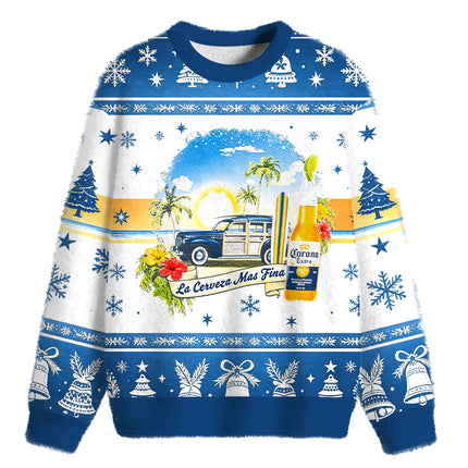 Uglysweatershops Beach Surf Fuzzy Christmas Ugly Sweatshirt