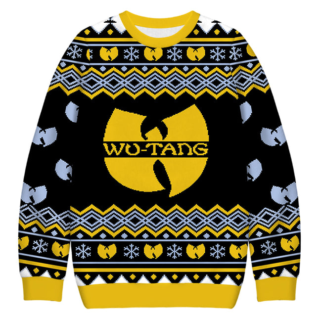 Uglysweatershops Snowflakes Yellow Black Christmas Ugly Sweatshirt