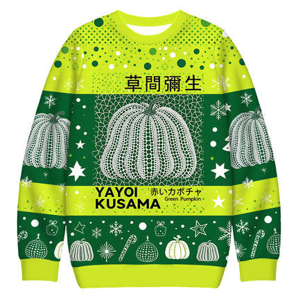 Uglysweatershops Art Green Pumpkin Vintage Christmas Ugly Sweatshirt