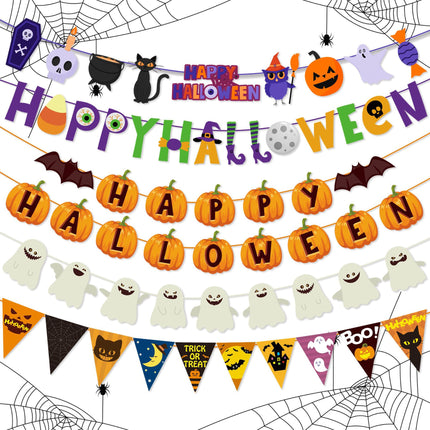 Uglysweatershops Halloween 5-Pack Pumpkin-shaped Triangular Banner Flag