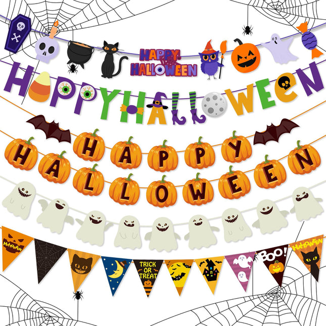 Uglysweatershops Halloween 5-Pack Pumpkin-shaped Triangular Banner Flag