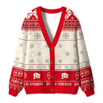 Uglysweatershops The Rest Of Us Fuzzy Ugly Cardigan Sweatshirt