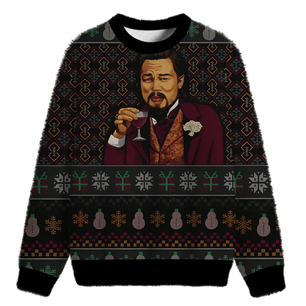 Uglysweatershops Laughing Man Fuzzy Christmas Ugly Sweatshirt
