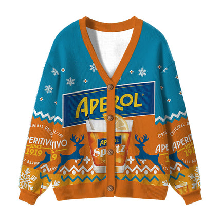 Uglysweatershops Orange Beer Ugly Cardigan Sweater