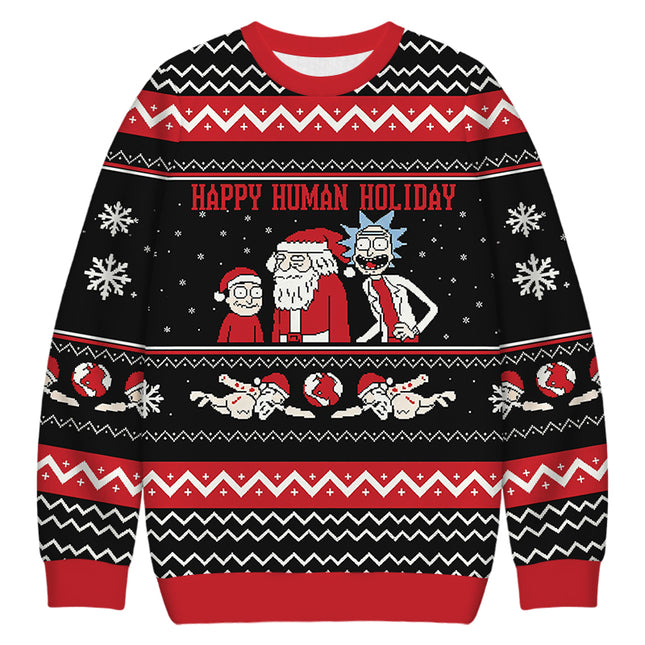 Uglysweatershops Happy Human Holiday Christmas Ugly Sweatshirt