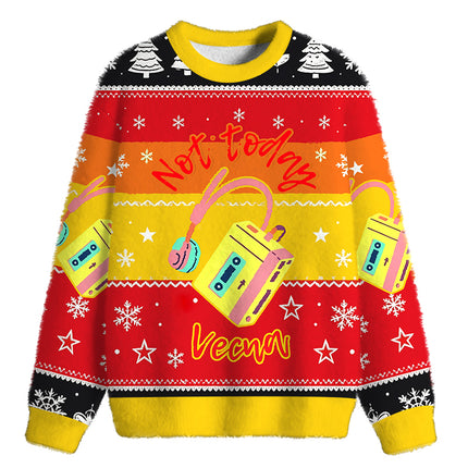 Uglysweatershops Not Today Fuzzy Christmas Ugly Sweatshirt