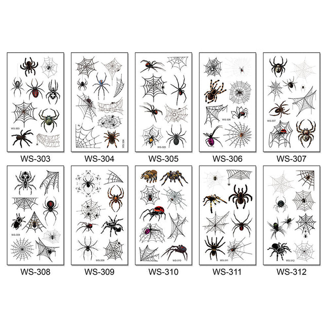 Uglysweatershops Halloween Spider & Web Temporary Tattoos