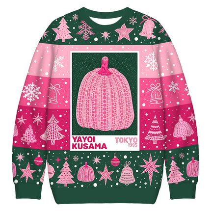 Uglysweatershops Art Pink Pumpkin Christmas Ugly Sweatshirt