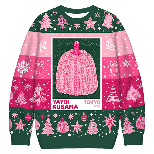 Uglysweatershops Art Pink Pumpkin Christmas Ugly Sweatshirt