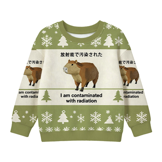 Uglysweatershops Green Capybara Contaminated By Radiation Kids Ugly Sweater