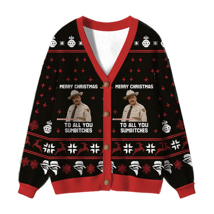 Uglysweatershops Happy To All You Ugly Cardigan Sweater