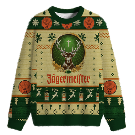Uglysweatershops Yellow Beer Fuzzy Christmas Ugly Sweatshirt