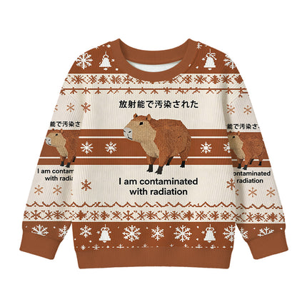 Uglysweatershops Brown Capybara Contaminated By Radiation Kids Ugly Sweater