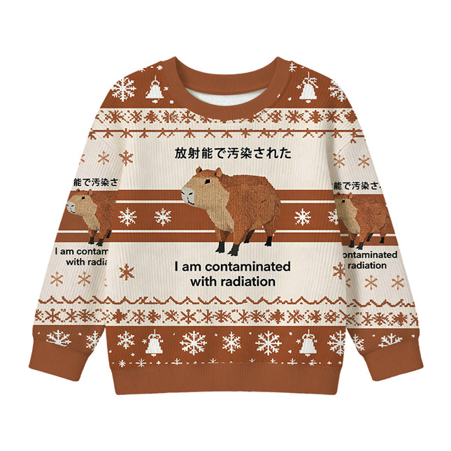 Uglysweatershops Brown Capybara Contaminated By Radiation Kids Ugly Sweater