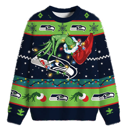 Uglysweatershops Show Your Team Spirit Fuzzy Christmas Ugly Sweatshirt