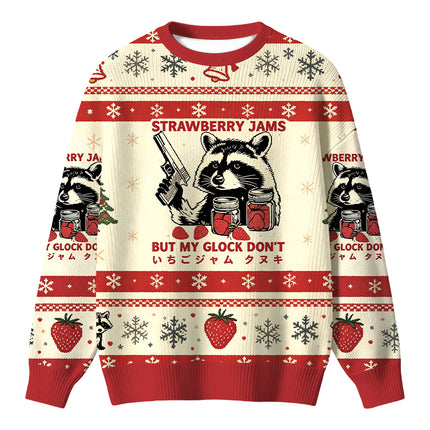 Uglysweatershops Strawberry Jams Raccoon Christmas Ugly Sweater