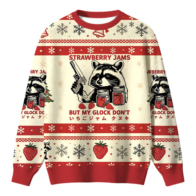 Uglysweatershops Strawberry Jams Raccoon Christmas Ugly Sweater