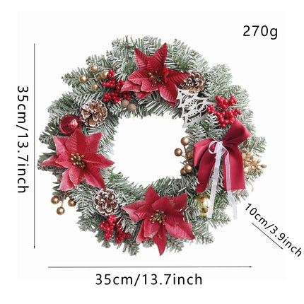 Uglysweatershops Christmas Silver Pine Poinsettia Wreath