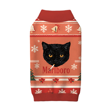 Uglysweatershops Smoking Black Cat Vintage Dog & Cat Pet Sweater