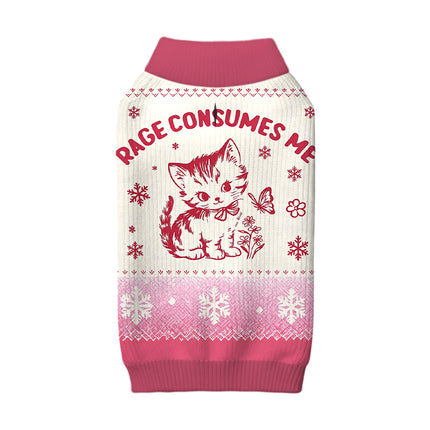 Uglysweatershops Rage Consumes Me Pink Cat Dog & Cat Pet Sweater
