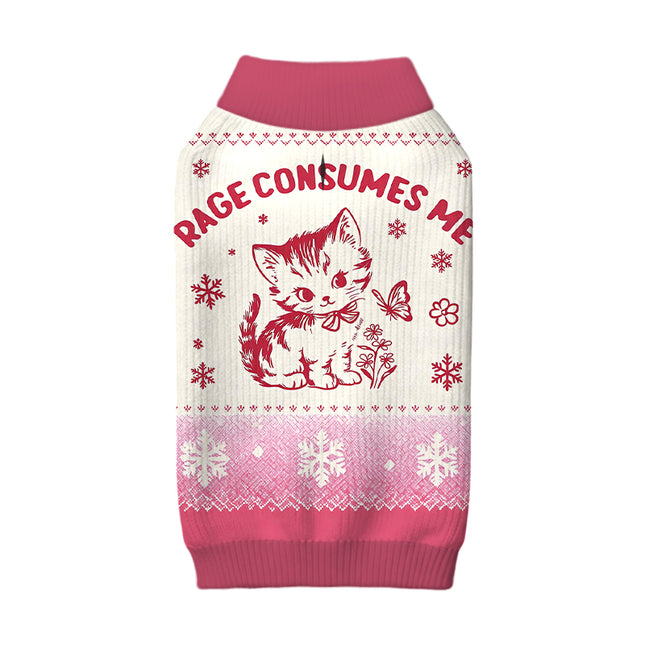 Uglysweatershops Rage Consumes Me Pink Cat Dog & Cat Pet Sweater