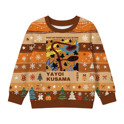 Uglysweatershops Dotted Art Flower Kids Ugly Sweater