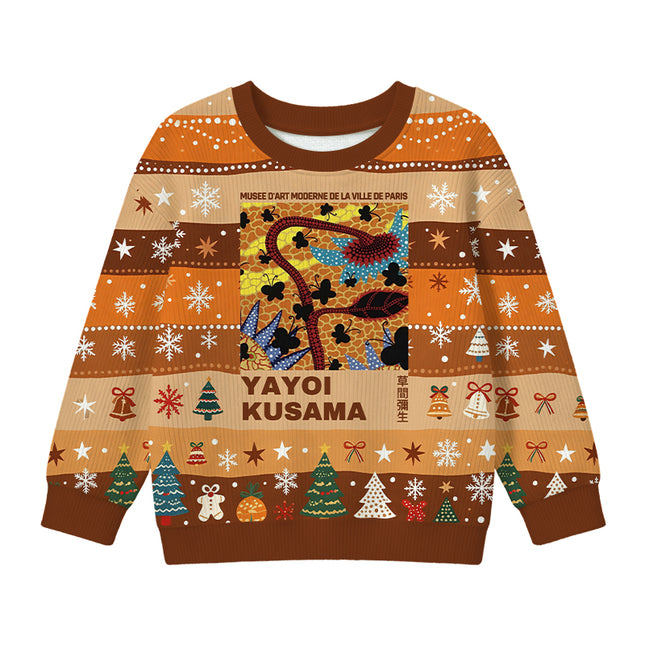 Uglysweatershops Dotted Art Flower Kids Ugly Sweater