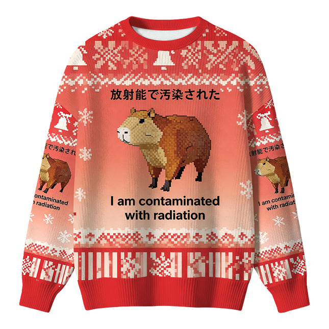 Uglysweatershops Capybara Contaminated By Radiation Christmas Ugly Sweater
