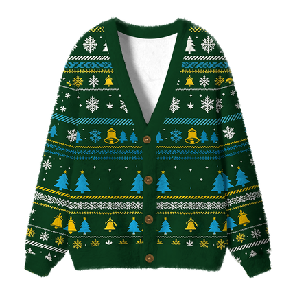 Uglysweatershops Vintage Crocodile Beer Fuzzy Ugly Cardigan Sweatshirt