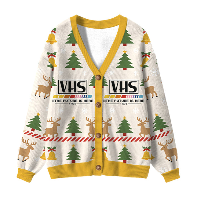 Uglysweatershops VHS 1976 Vintage Ugly Cardigan Sweater