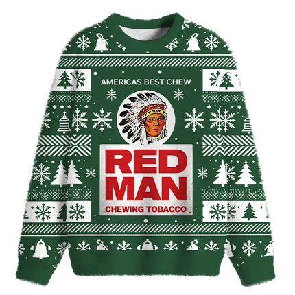 Uglysweatershops Tobacco Vintage Fuzzy Christmas Ugly Sweatshirt