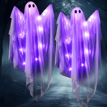 Uglysweatershops Halloween Glowing Ghost LED String Ornaments