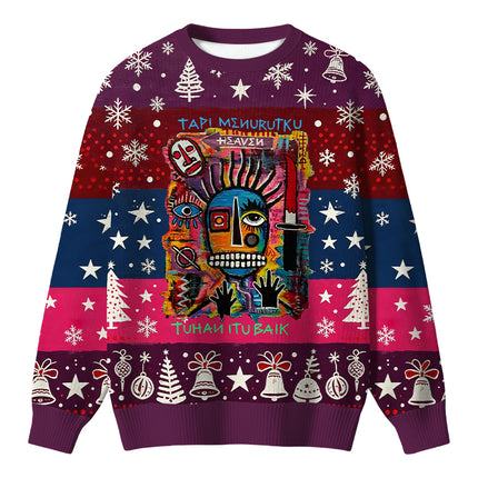 Uglysweatershops Primitive Chaos Abstract Face Christmas Ugly Sweater