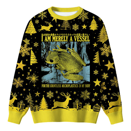 Uglysweatershops Funny Vintage Japanese Frog Christmas Ugly Sweater