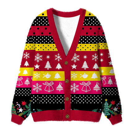 Uglysweatershops Surreal Fantasy Pumpkin Vintage Fuzzy Ugly Cardigan Sweatshirt
