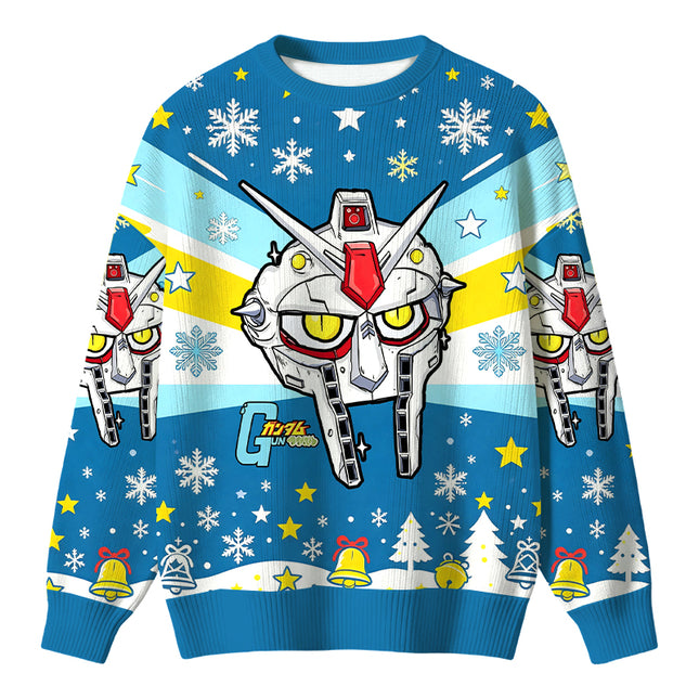 Uglysweatershops Retro Mecha Robot Head Christmas Ugly Sweater