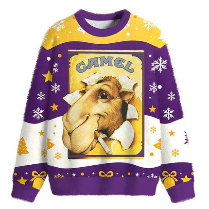 Uglysweatershops Heather Gray Joe Fuzzy Christmas Ugly Sweatshirt