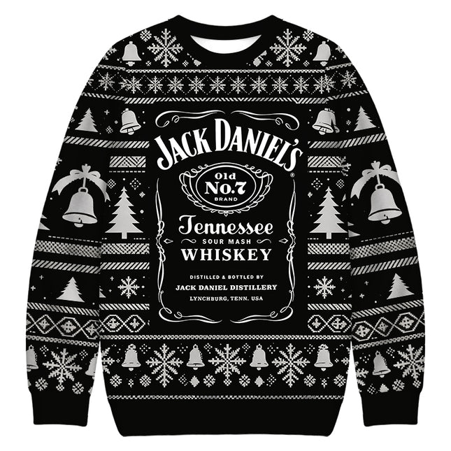 Uglysweatershops Vintage Distillery Label Aesthetic Christmas Ugly Sweatshirt