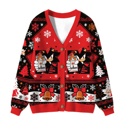 Uglysweatershops Shadow The Hedgehog Ugly Cardigan Sweater