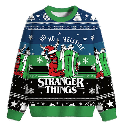 Uglysweatershops Dark Christmas Demon Fuzzy Christmas Ugly Sweatshirt