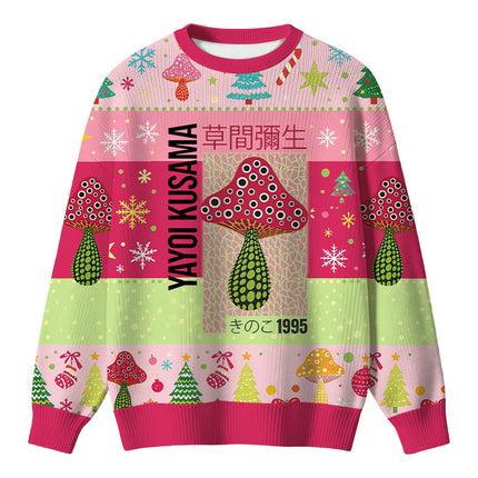 Uglysweatershops Pink Mushroom Christmas Ugly Sweater