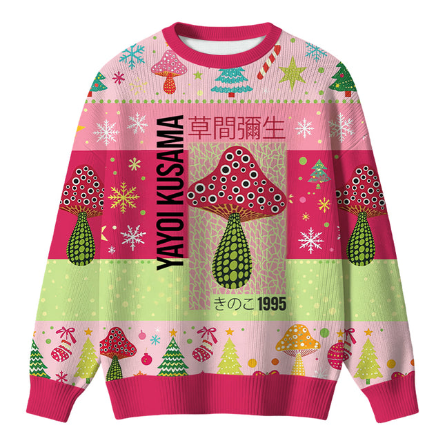 Uglysweatershops Pink Mushroom Christmas Ugly Sweater