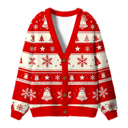 Uglysweatershops Hunting Vintag Fuzzy Ugly Cardigan Sweatshirt