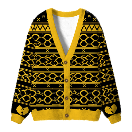 Uglysweatershops Killer Bees Fuzzy Ugly Cardigan Sweatshirt