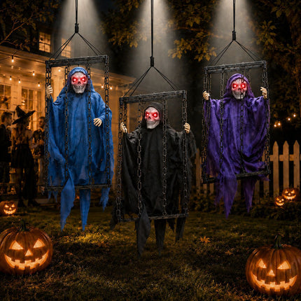 Uglysweatershops Halloween Caged Ghost Electric Screaming Chandelier